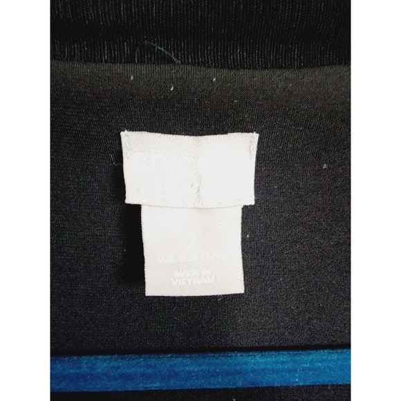 Chico's Travelers 2 Stretch Long Slv‎ Open Cardigan Jacket Top L Blk Anim Prnt - Picture 7 of 9